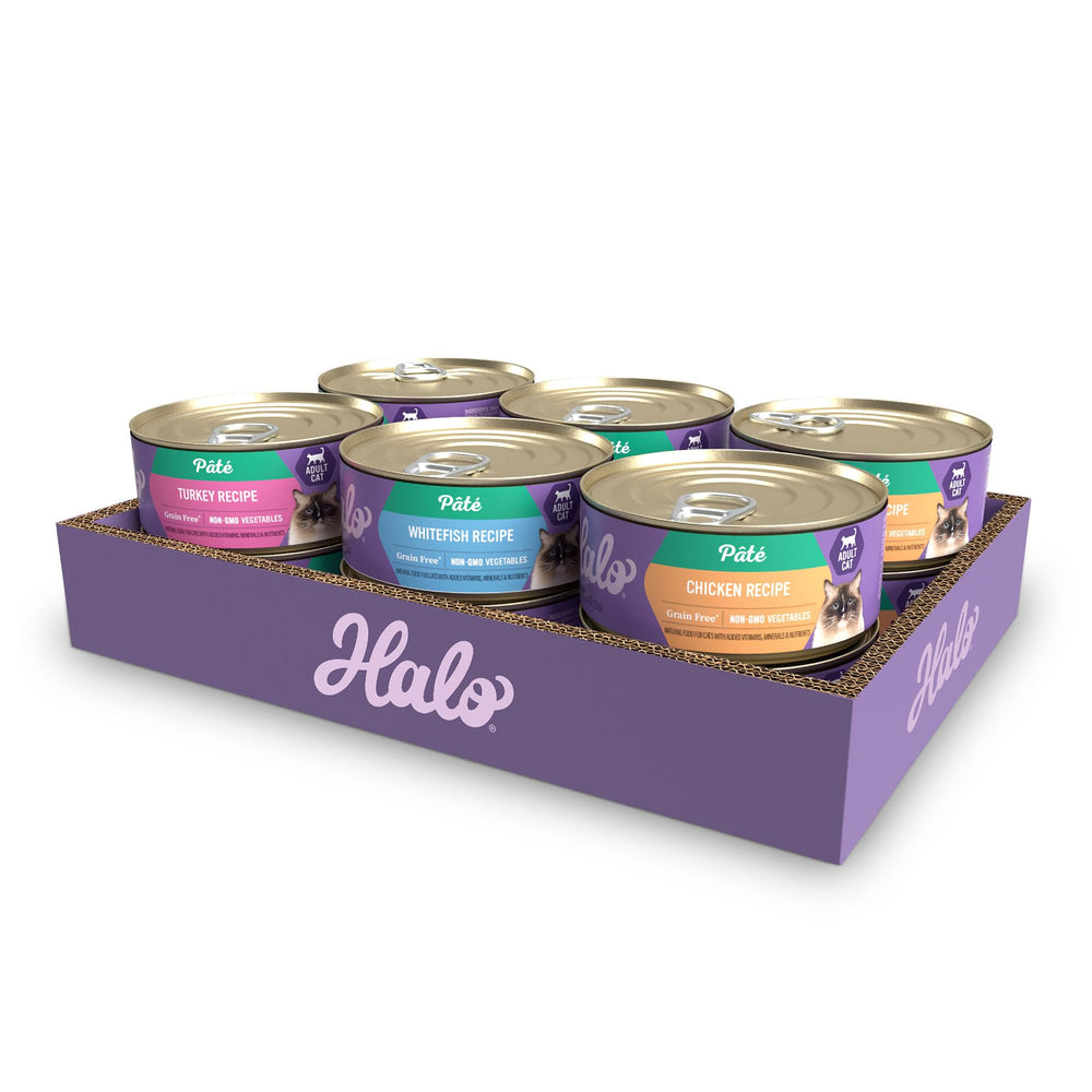 Halo pâté chat variété ensemble: assortiment 12 boîtes pour éveiller l'appétit quotidien.