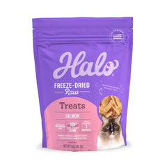Halo saumon lyophilisé dans sachet: friandise naturelle prête à l'emploi et riche en protéines.