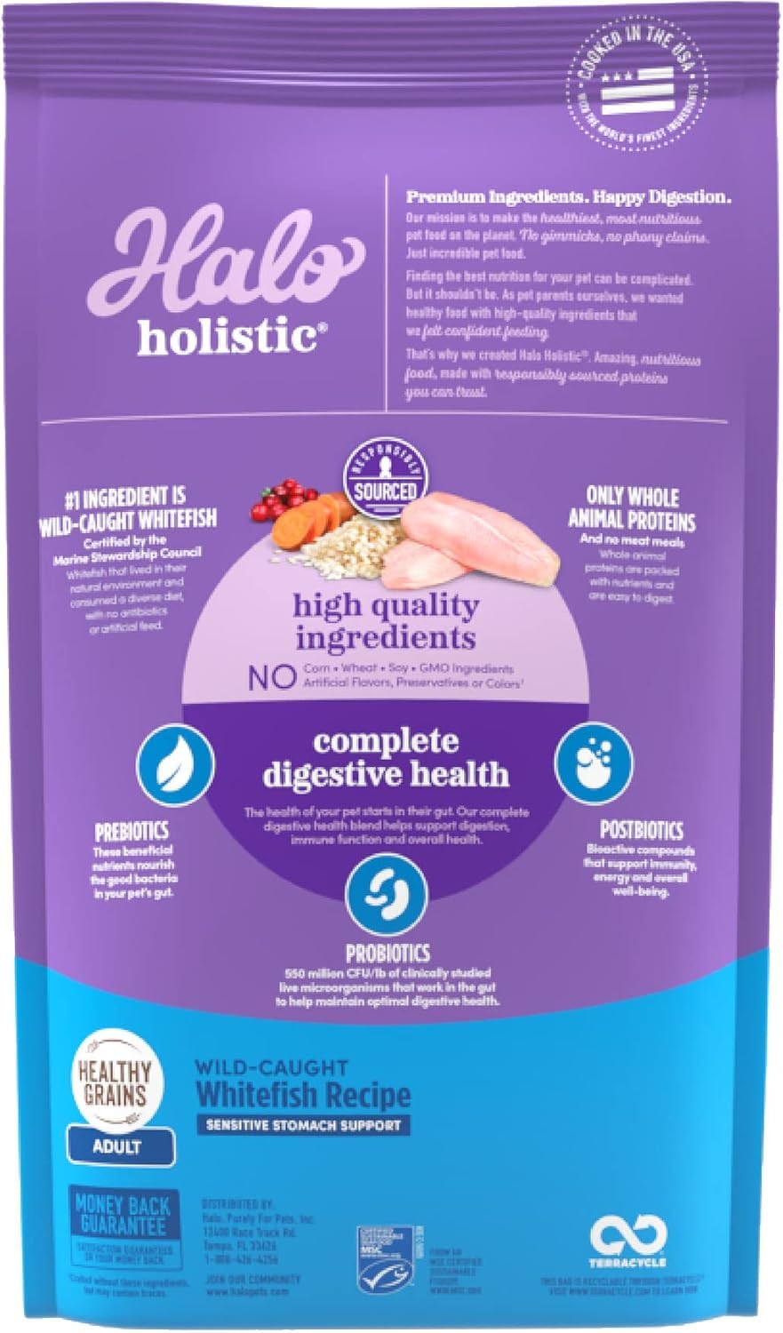 Halo Whitefish Formule bol de repas appétissant pour chats adultes.
