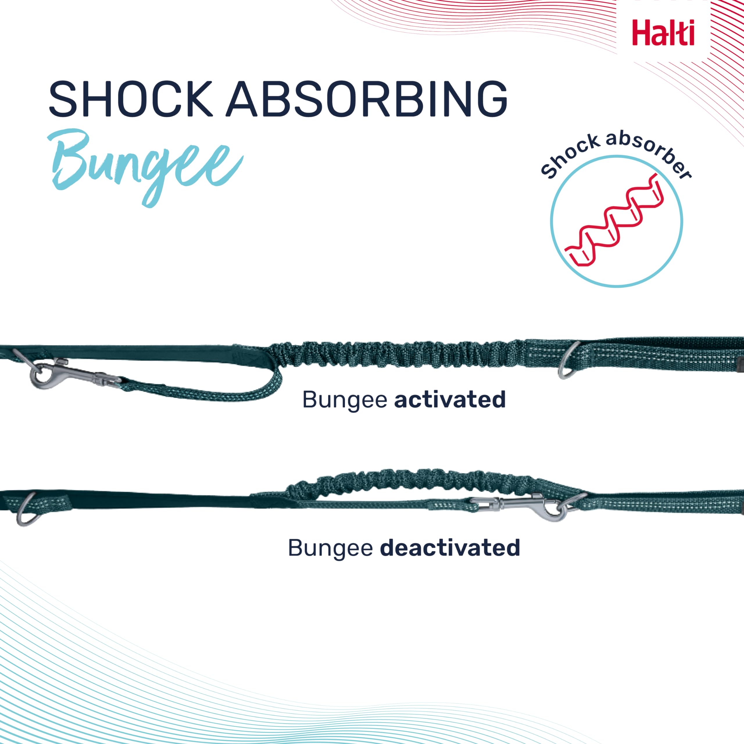 Laisse Halti Anatomy avec poignée réfléchissante pour meilleure visibilité et sécurité en soirée.