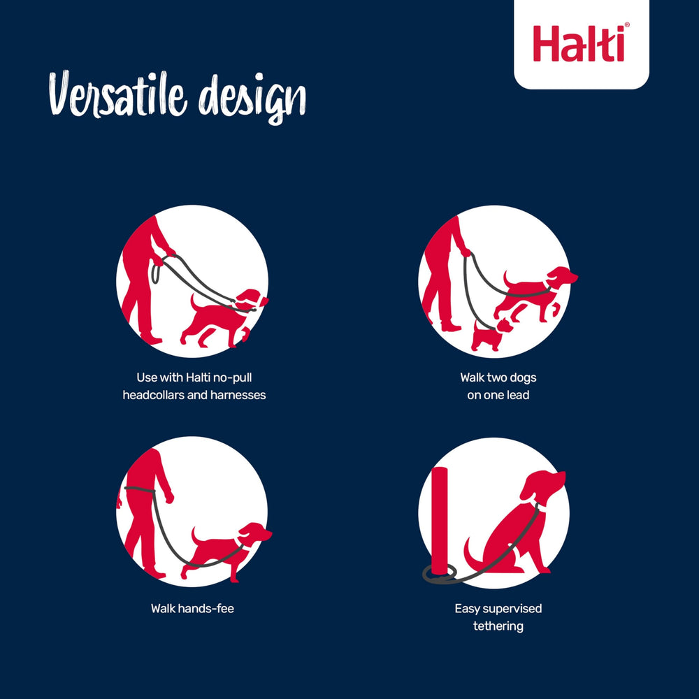 Halti Training Leash, démonstration anti-tirage avec deux crochets.