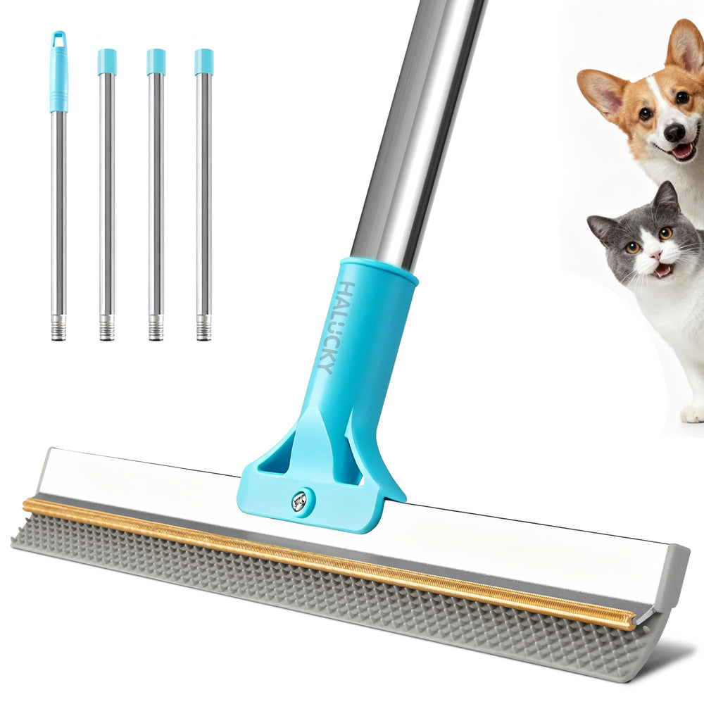 Halucky râteau poils d'animaux sur tapis pour un nettoyage efficace.