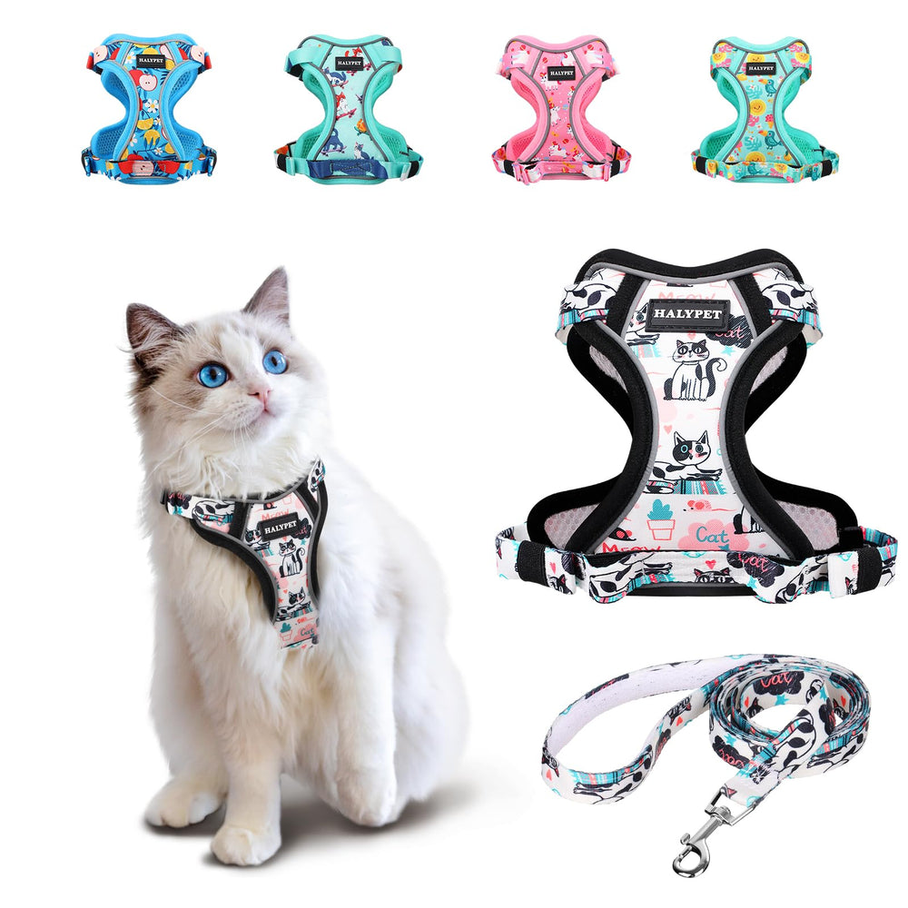 Harnais Halypet pour chat anti-evasion avec boucles intégrées et maintien sûr.