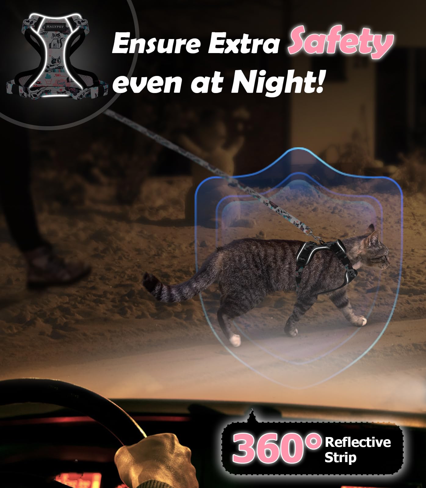 Clip facile Halypet pour enfiler et retirer rapidement le harnais.