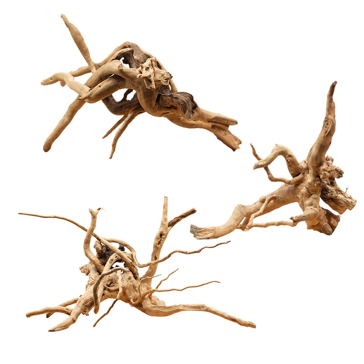 Hamiledyi bois flotté pour aquarium, ensemble de 3 pièces, décor naturel et sûr pour poissons.