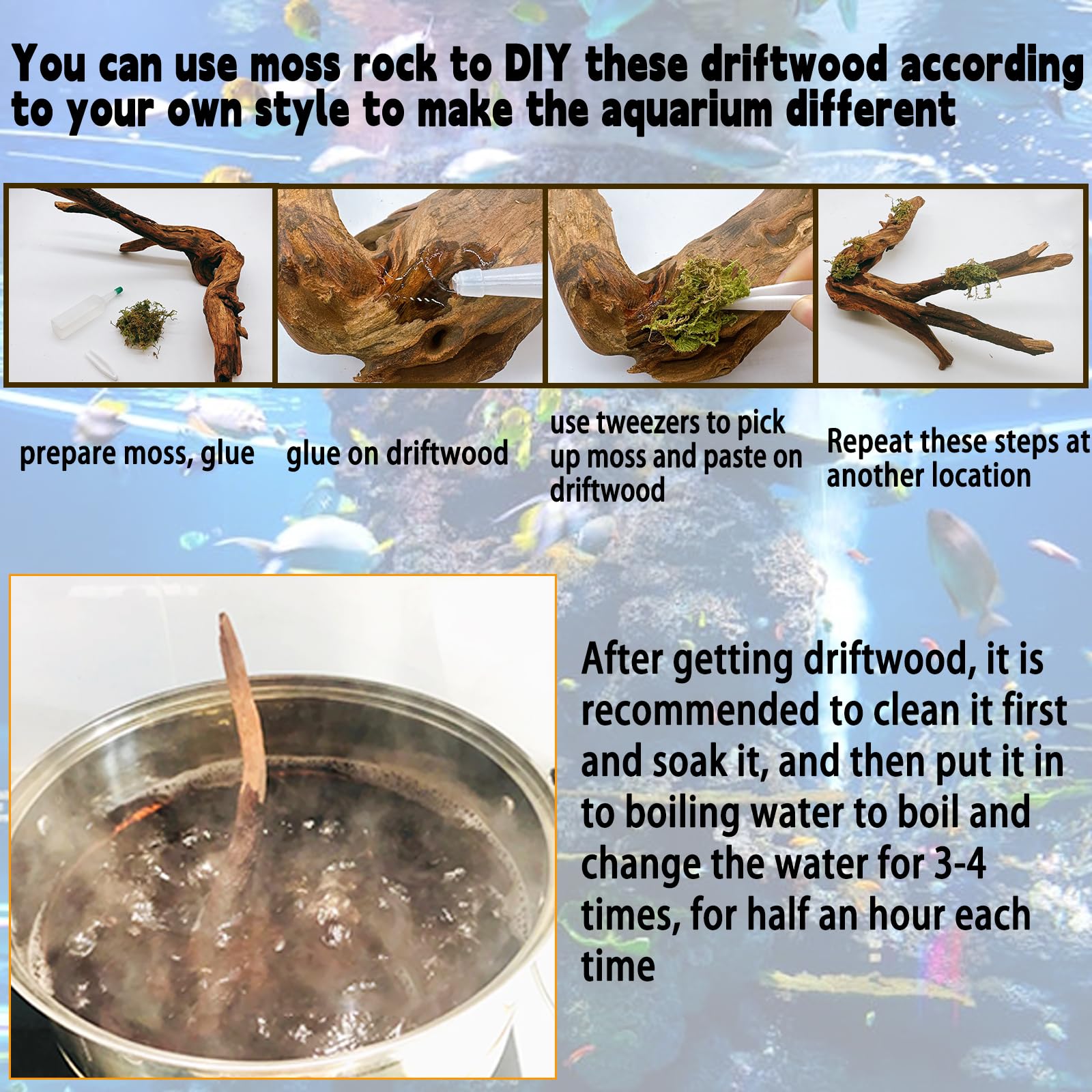Hamiledyi bois flotté pour aquarium, pièce unique avec tailles variées.