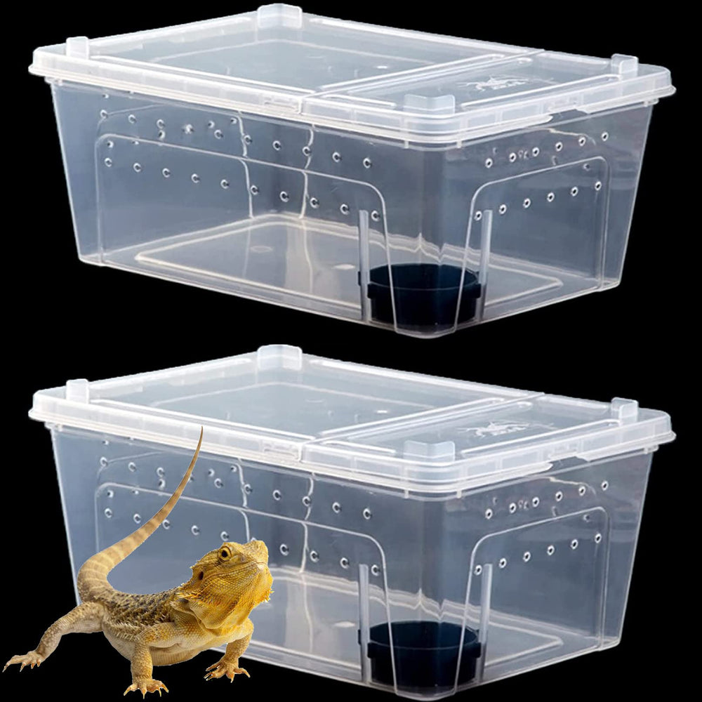 Hamiledyi boîtes reptiles transparentes, lot de 2, vue à 360°.