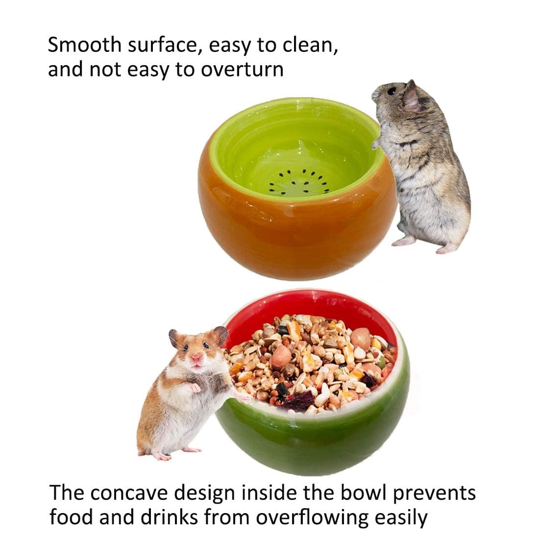 Hamiledyi bol ceramique base stable hamsters, fond incurvé pour éviter les éclaboussures.