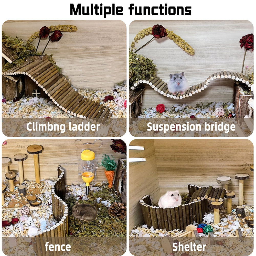 Hamiledyi pont-jouet en bois naturel; décor fonctionnel et stimulant pour la cage.
