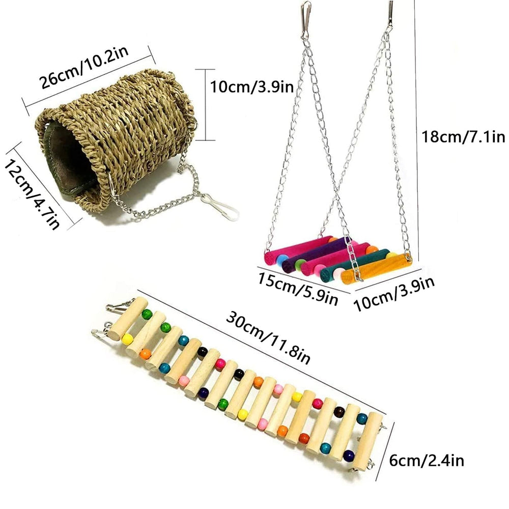 Hamiledyi échelle en bois pour petits animaux, encourage l'exploration et l'exercice