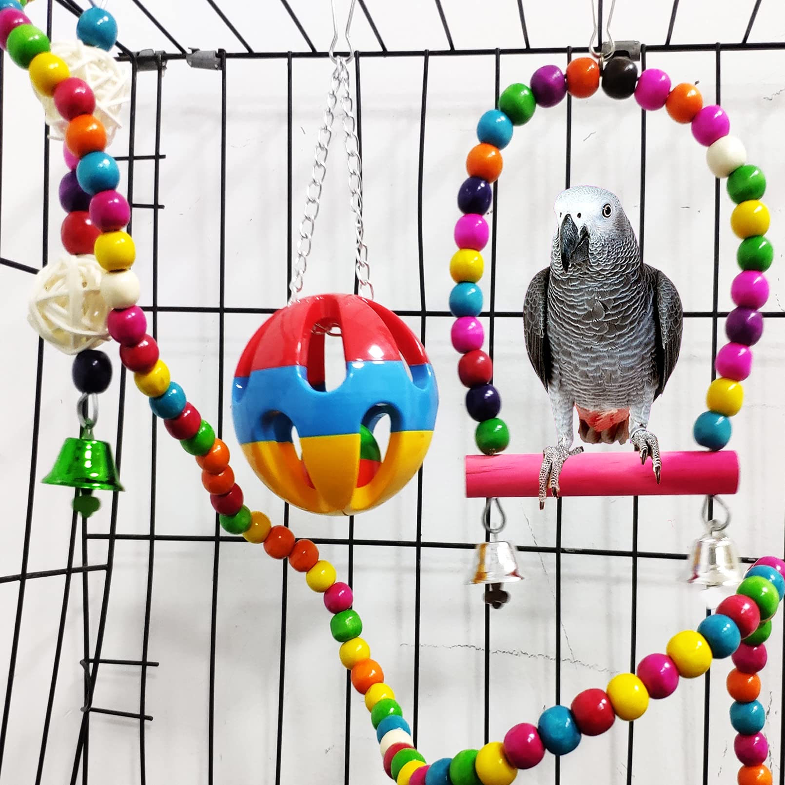 Hamiledyi escalier-bois-jouet-oiseaux : aide à l'exercice et à l'équilibre
