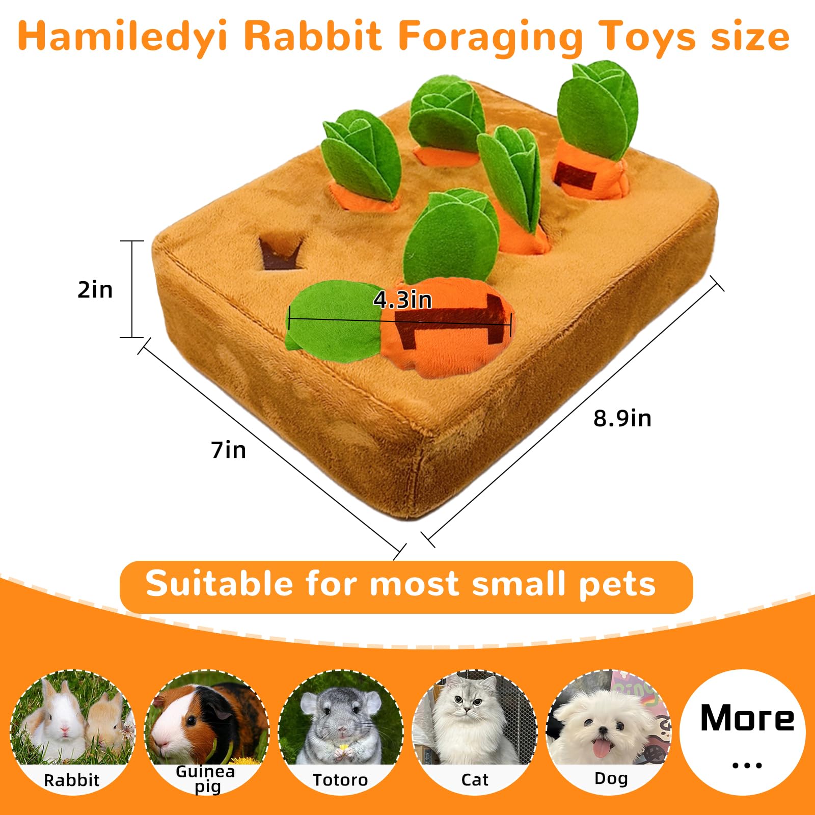 Hamiledyi jouet forage lapin, carottes détachables pour des sessions de recherche variées.