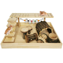Hamiledyi parc d'activité pour hamster nain avec plateau double, favorisant exercice et jeu quotidien.
