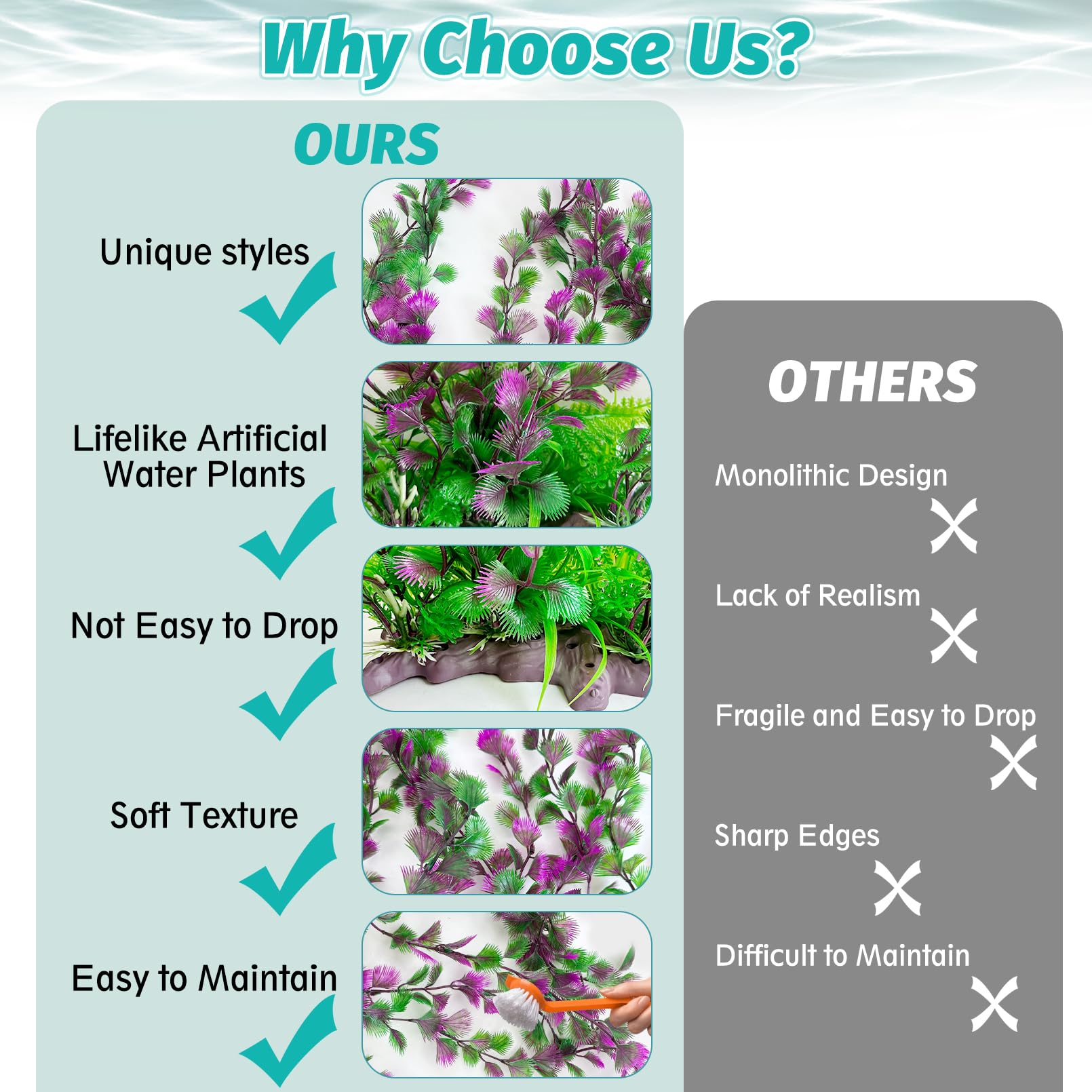 Hamiledyi duo de plantes artificielles pour un aquarium plus vivant et coloré.