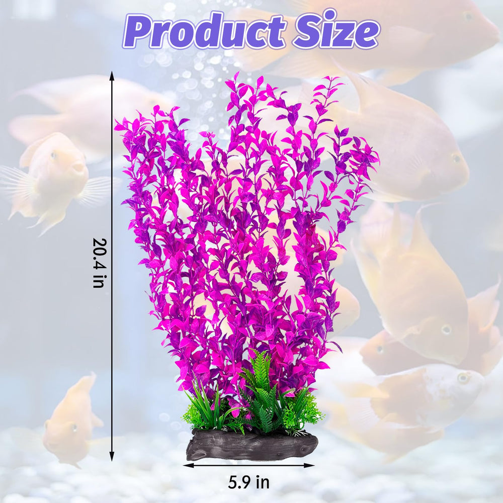 La plante artificielle ajoute profondeur et abri naturel dans l’aquarium.