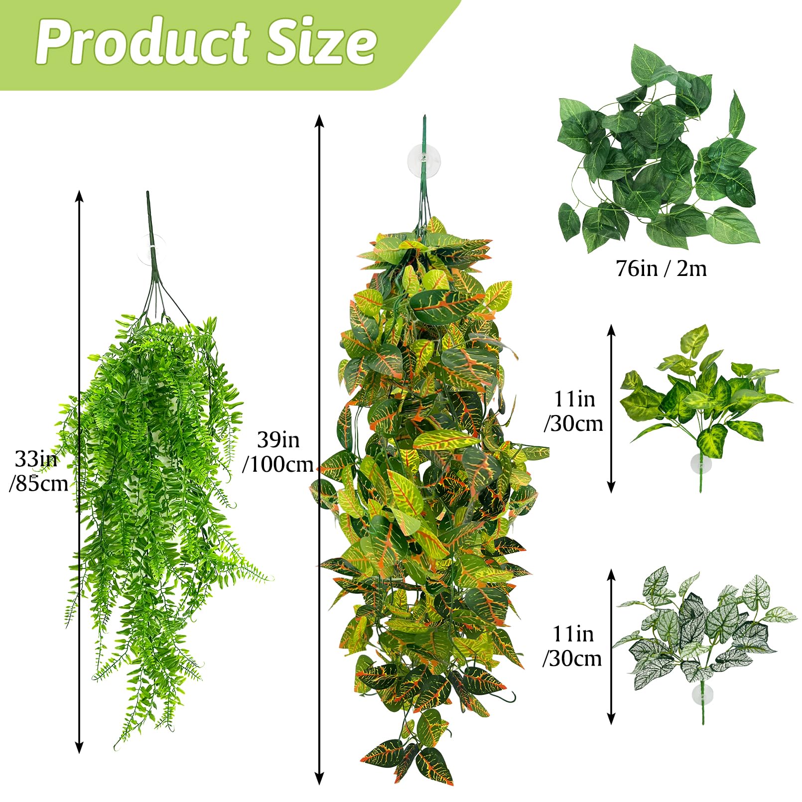 Hamiledyi plantes terrarium grandes feuilles suspendues style B ajoutant volume réaliste