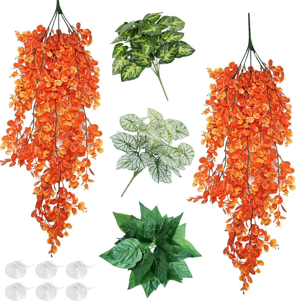 Hamiledyi plantes terrarium suspendues vertes, décor coloré et sûr pour reptiles.