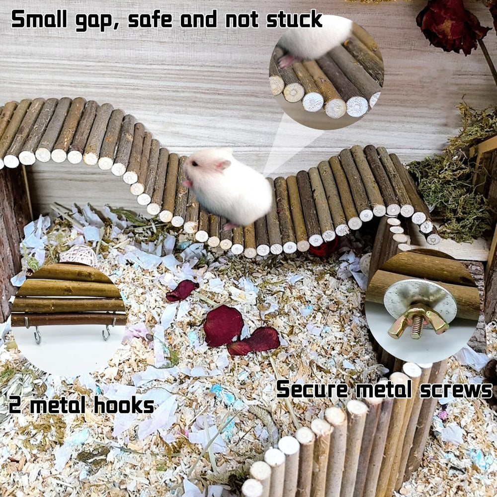 Hamiledyi rampe-grimpe en bois; stimule l’activité et l’équilibre des petits animaux.