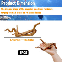 Hamiledyi tronc naturel en bois flotte 6-8in, décor stable et élégant dans l’aquarium.