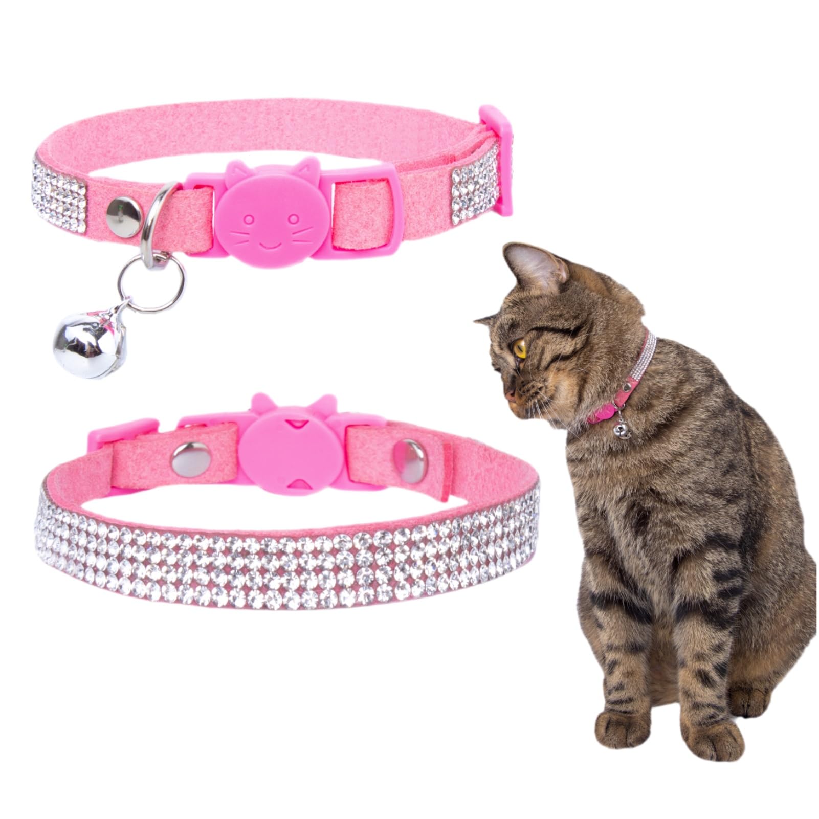 HAMUSN collier chat rhinestone avec boucle sécurité, attractif et sûr.