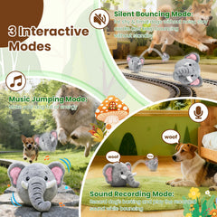Éléphant interactif Hanarook, jouet vibrant et autonome pour divertir chiens de toutes tailles.