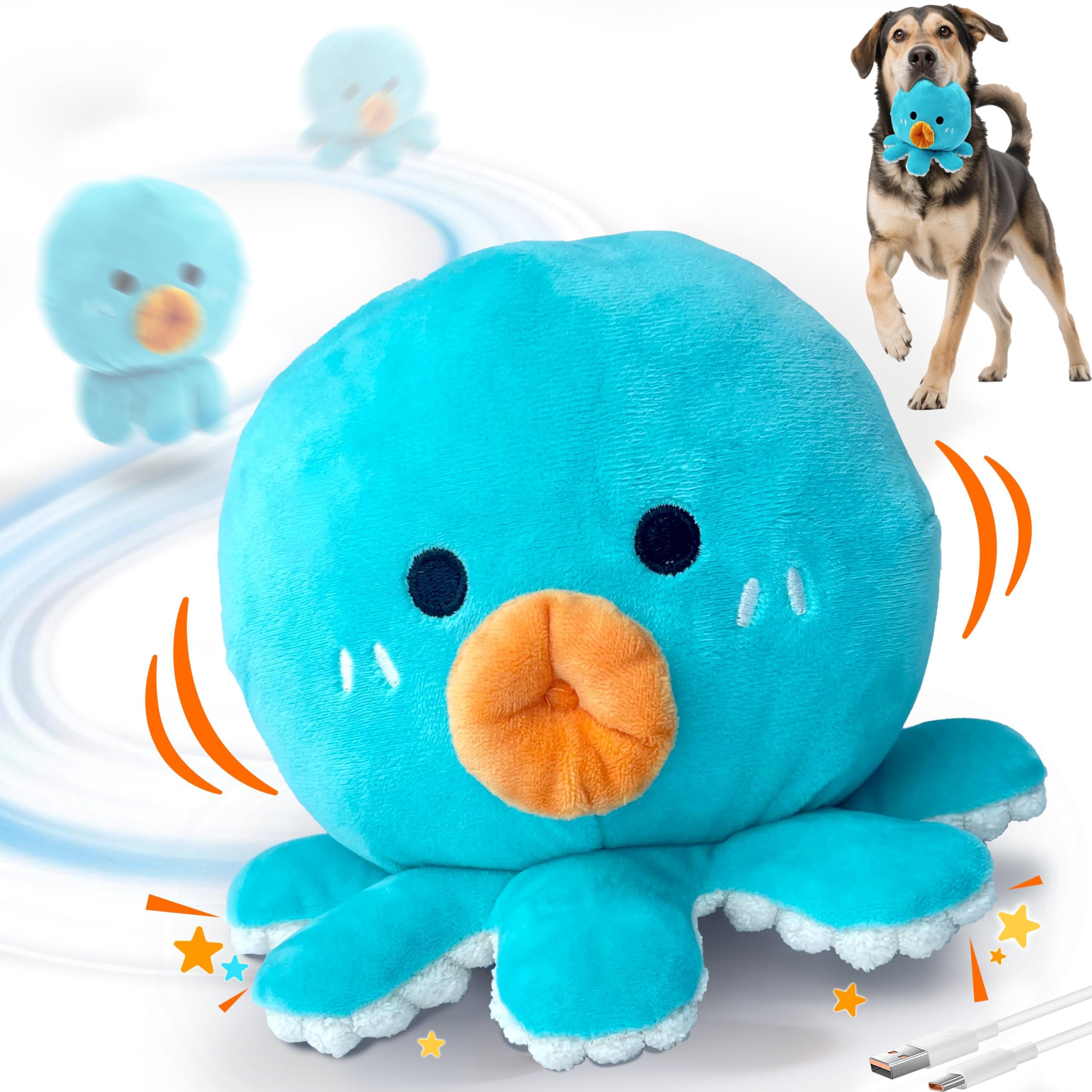 Jouet Hanarook Octopus vu de face, prêt à divertir et captiver votre chien.