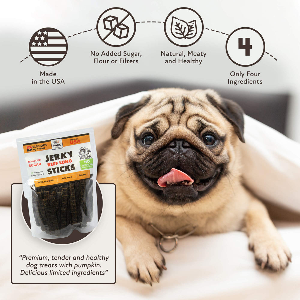Hank & Harley friandises souples poumons-boeuf-potiron: sans céréales pour chiens sensibles