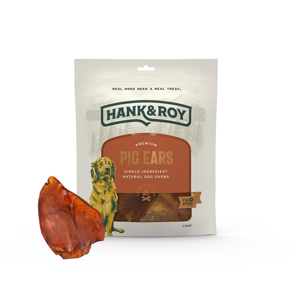 Hank and Roy LLC oreille de porc pour chien, texture croustillante et goût naturel.