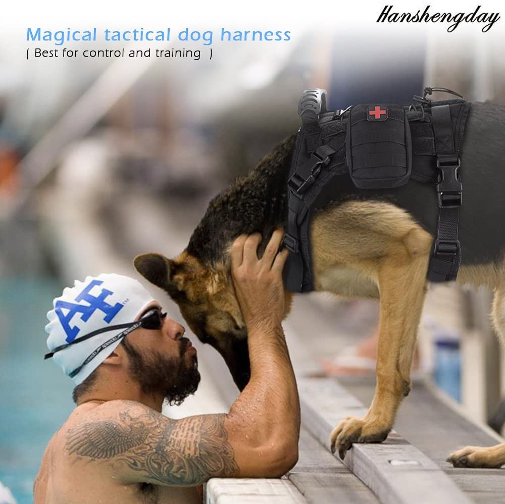 Hanshengday gilet tactique chien MOLLE double, personnalisation rapide.