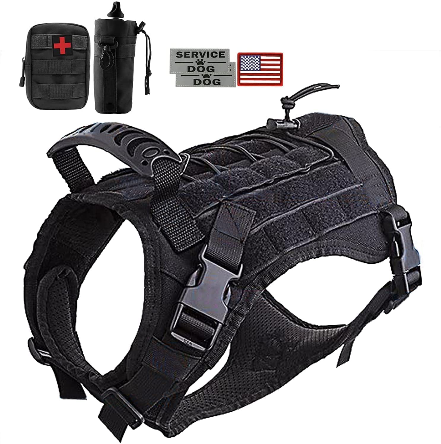Hanshengday gilet tactique chien avec poches detachables, pratique en randonnée.