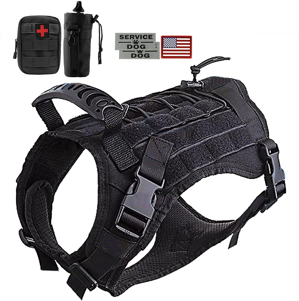 Hanshengday gilet tactique chien avec poches detachables, pratique en randonnée.
