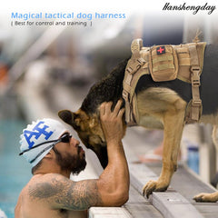 Hanshengday gilet tactique chien système MOLLE pour personnalisation et rangement