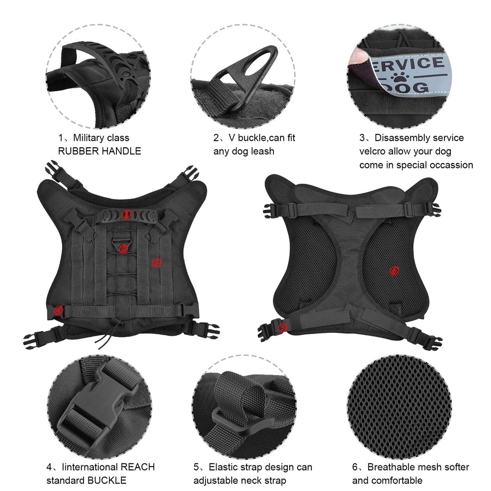 Hanshengday gilet tactique chien utilisation randonnée, systeme MOLLE inclus.