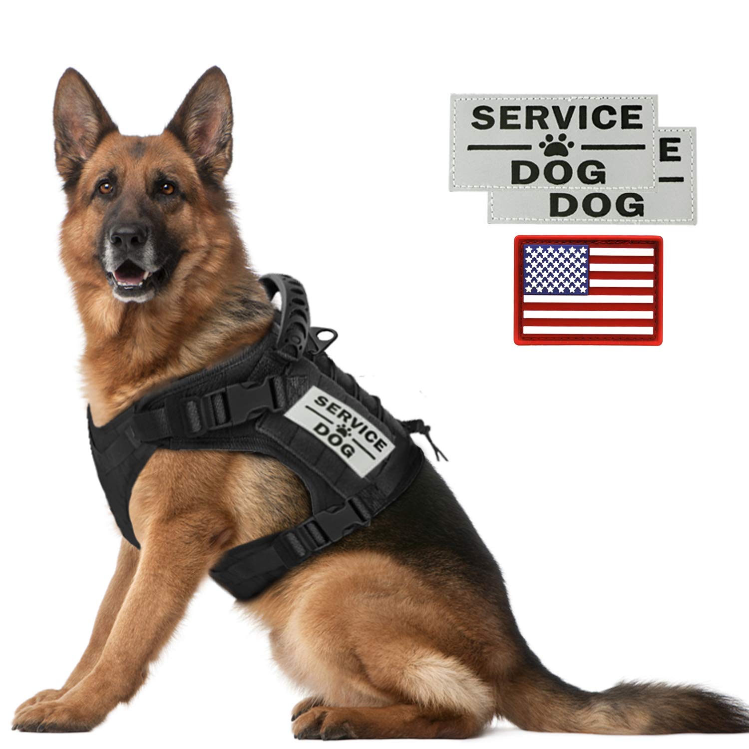 Hanshengday veste tactique pour chien avec MOLLE, personnalisation et rangement pratique.