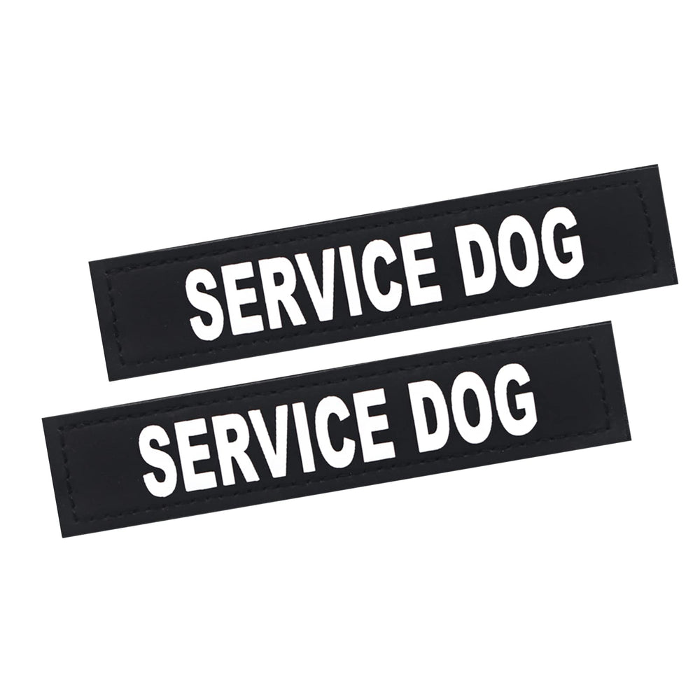 Patch HANWER CHIEN DE SERVICE sur harnais noir, meilleure visibilité lors des sorties.