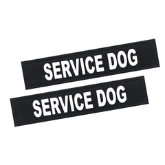 Patch HANWER CHIEN DE SERVICE sur harnais noir, meilleure visibilité lors des sorties.