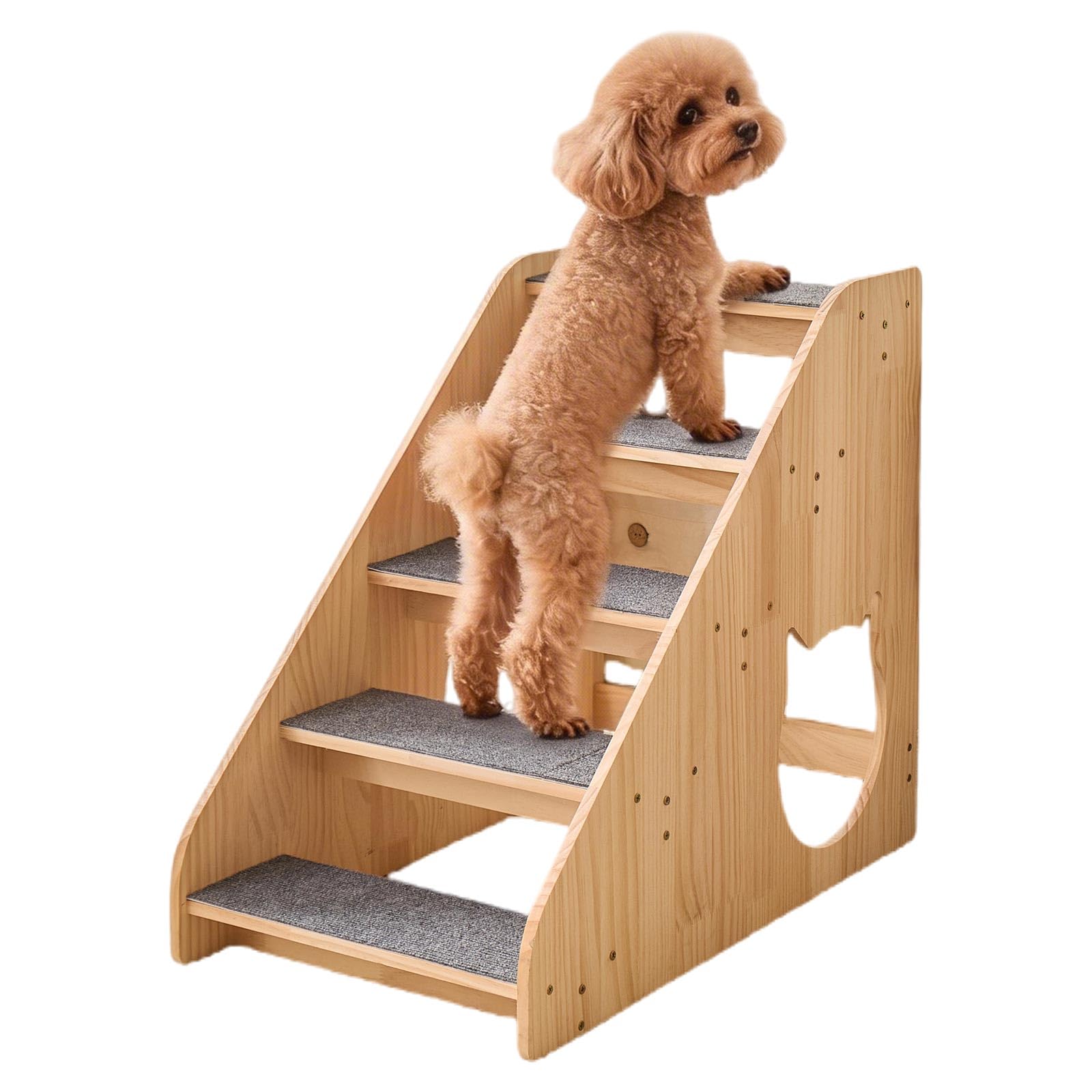 Escalier HaoCpetslian en bois massif avec moquette pour chien, stabilité accrue.