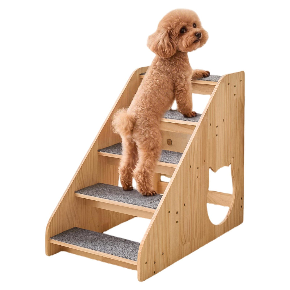 Escalier HaoCpetslian en bois massif avec moquette pour chien, stabilité accrue.
