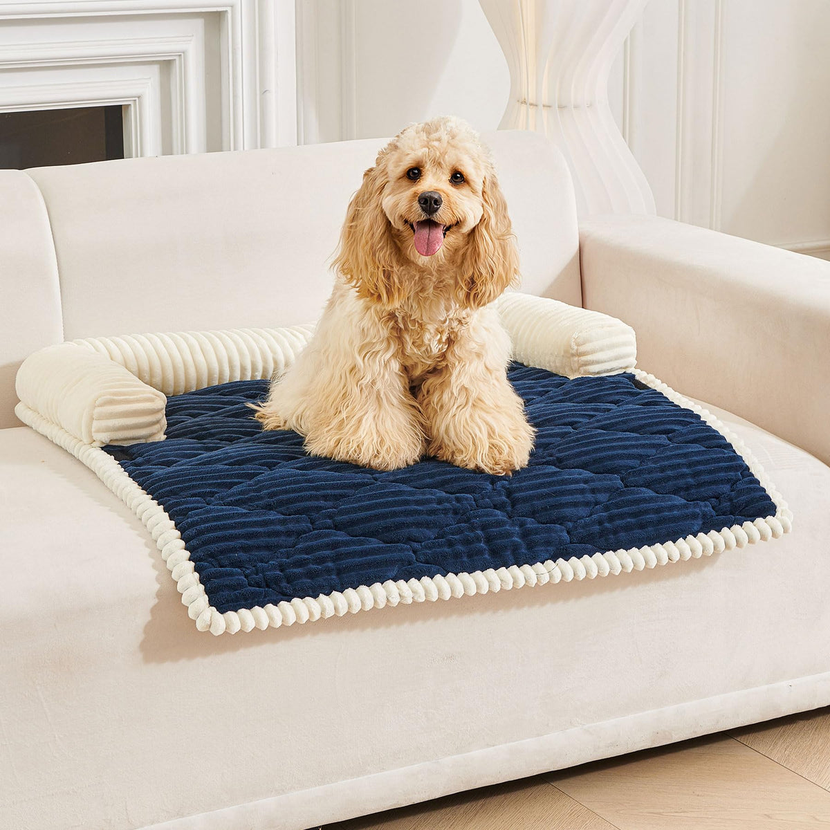 HAOMAIJIA couchage chien grand bleu nuit, confort velouté et soutien.