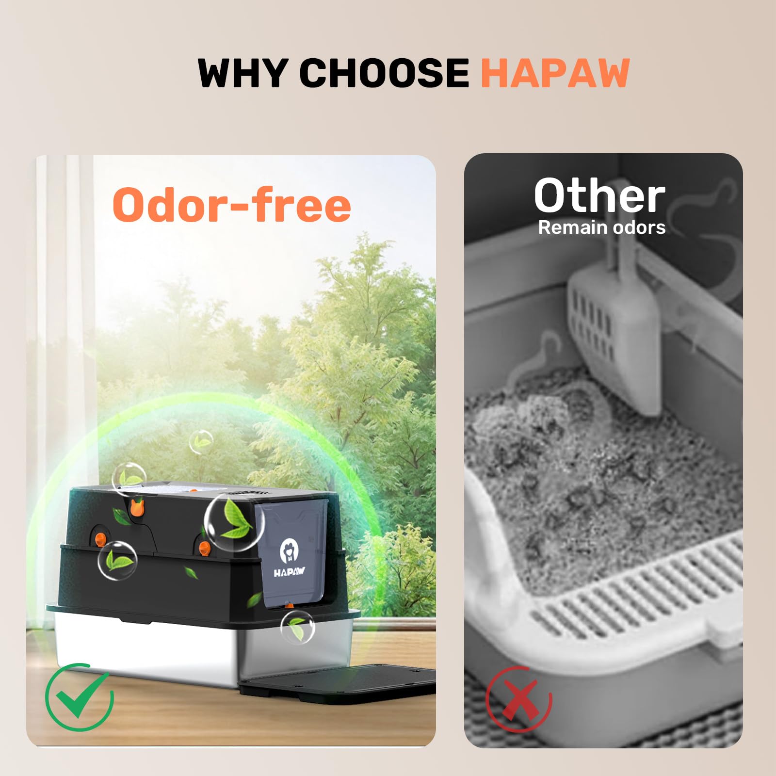HAPAW litiere acier entree frontale pour accessibilite facile.