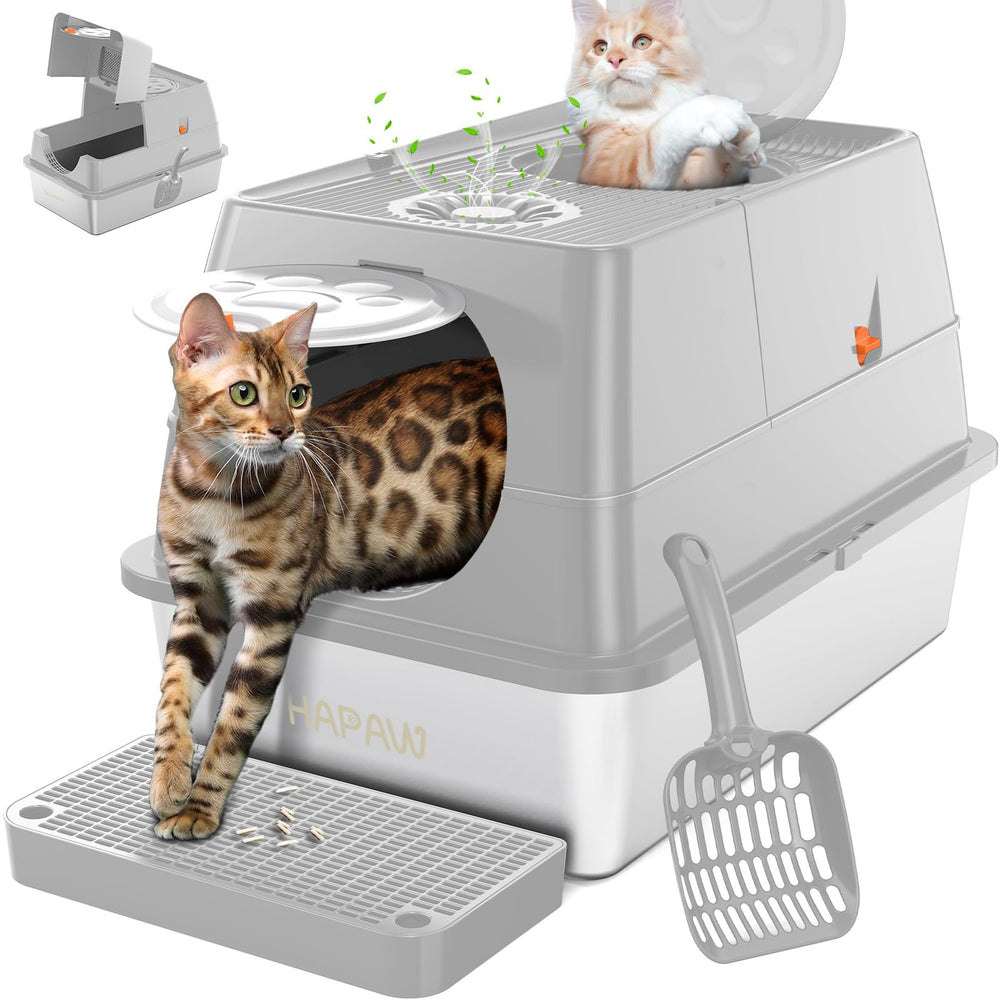 HAPAW bac à litière acier 135° facilite le nettoyage.
