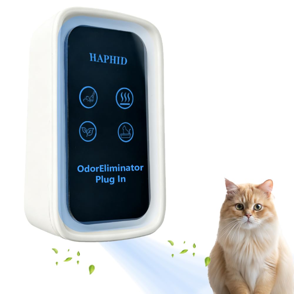 HAPHID désodorisant pour litière chat, branchement électrique et neutralisation rapide des odeurs.