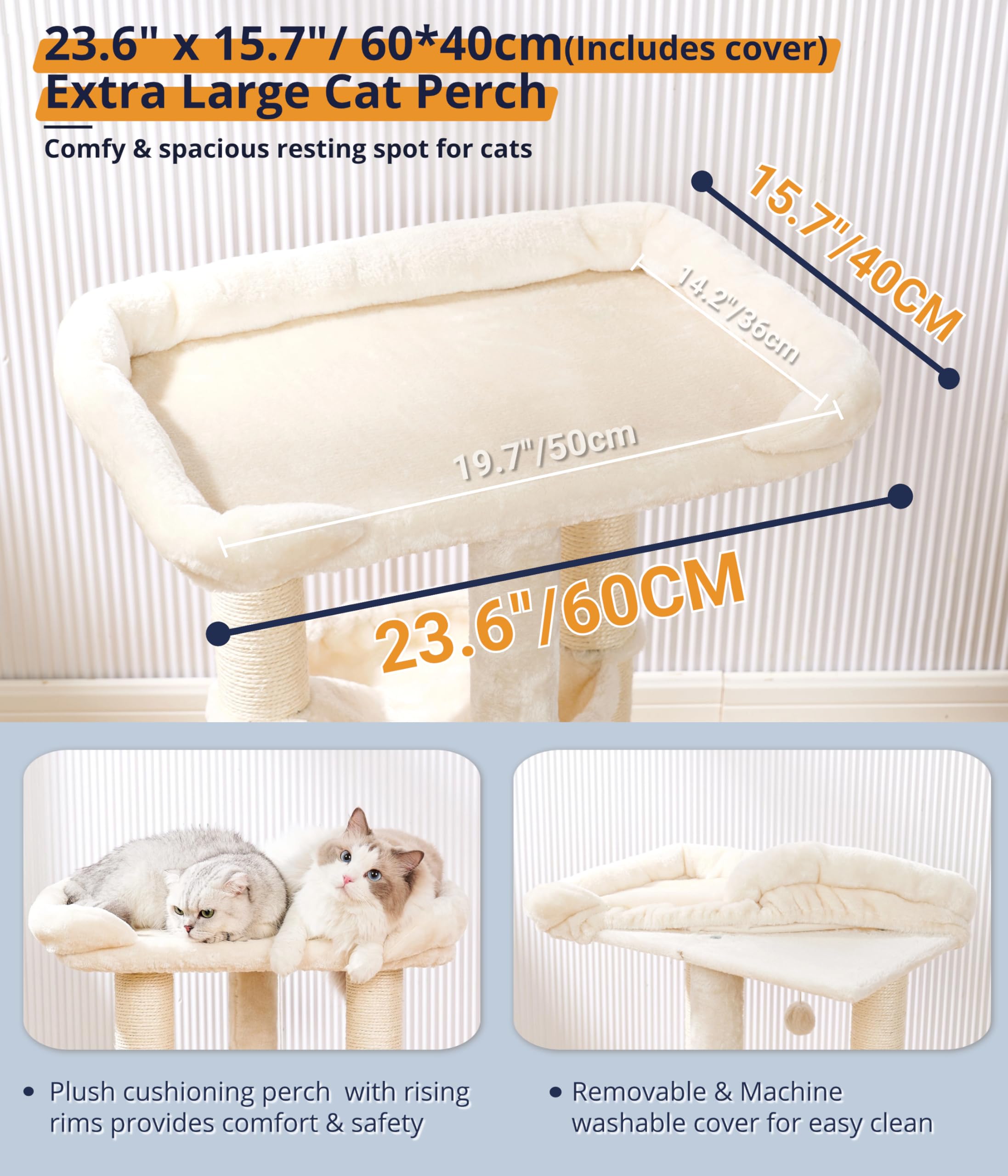Happi N Pets Arbre à Chat 28 housse amovible facilite le nettoyage.