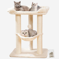 Happi N Pets Arbre à Chat 28 perchoir grand beige offre repos et vue agréable.