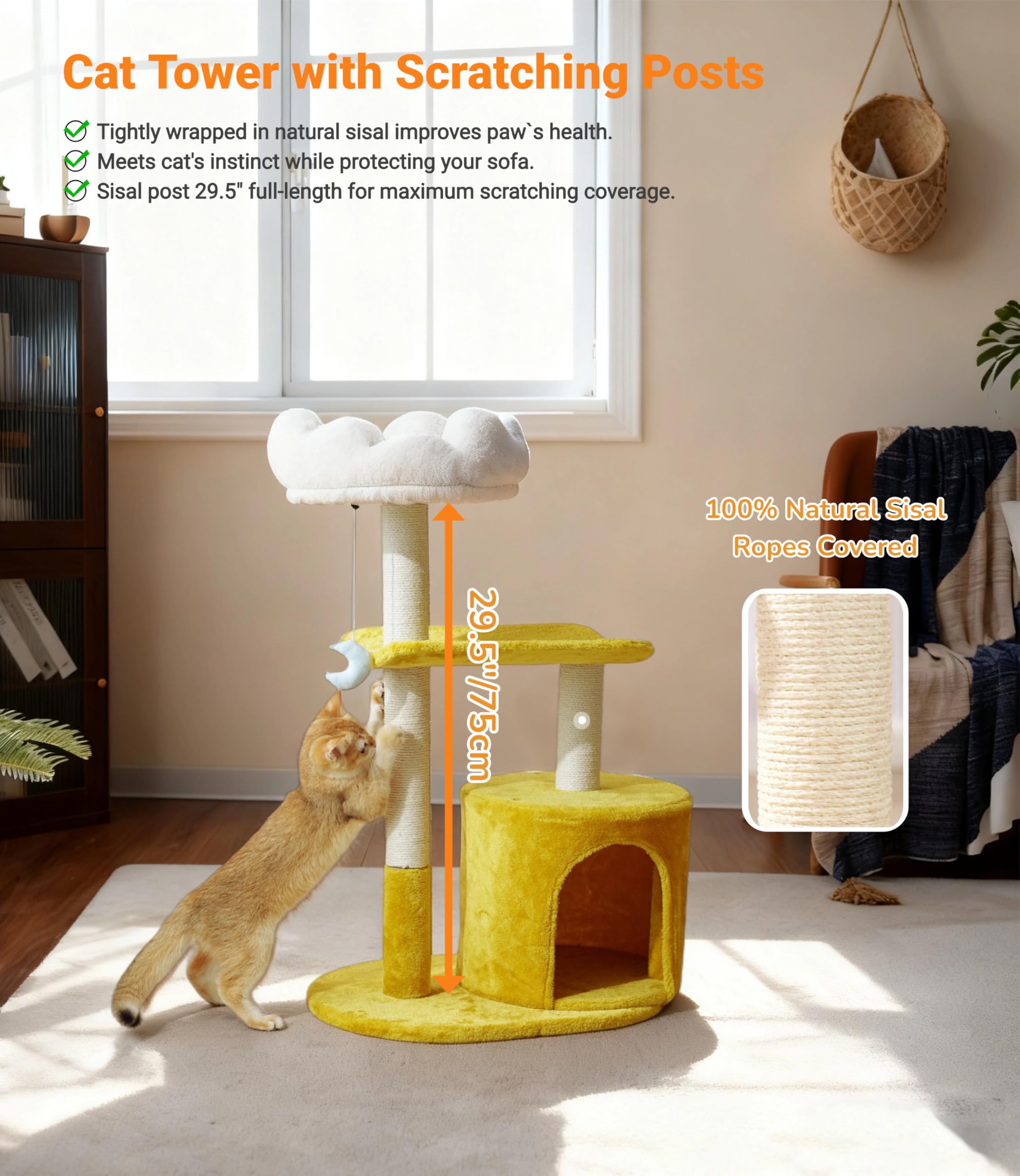 Happi N Pets griffes-sisal posts, aide à entretenir les griffes et protéger les meubles.
