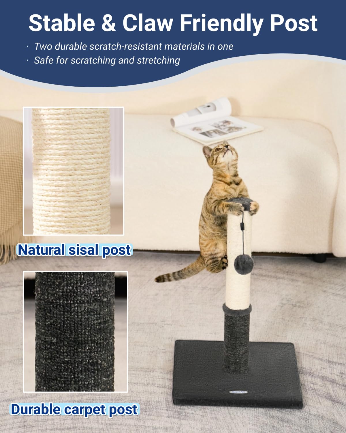 Happi N Pets Poste: surface en tapis doux pour toucher confortable