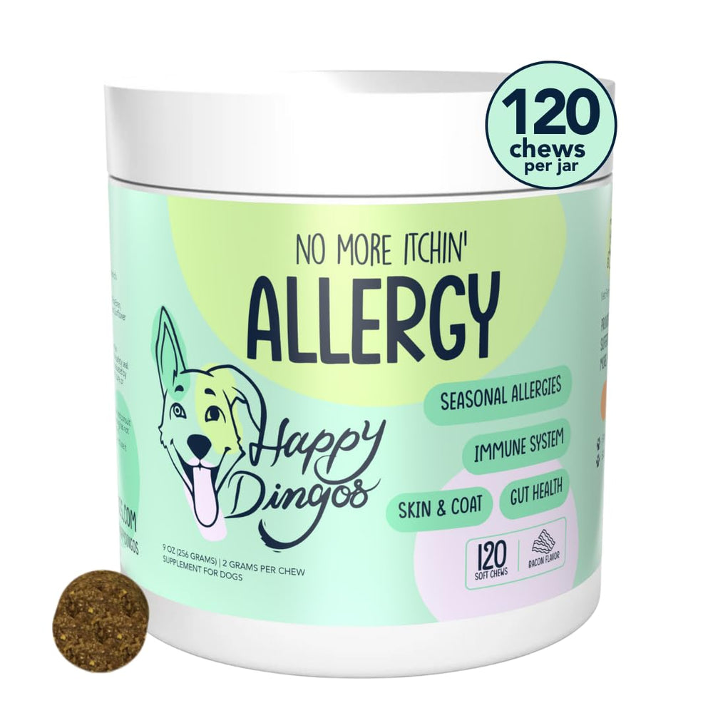 Happy Dingos boîte 120 friandises allergie chien, usage quotidien.