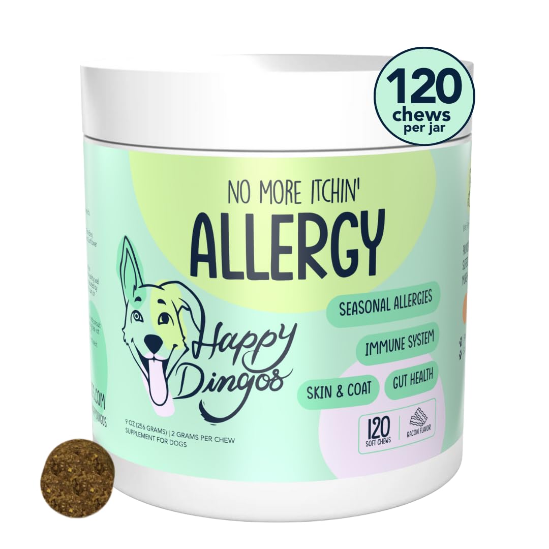 Happy Dingos boîte 120 friandises allergie chien, usage quotidien.