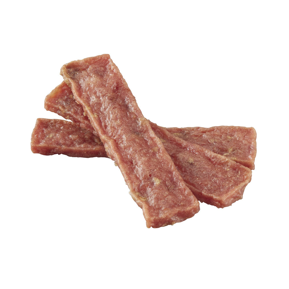 Happy Hips tranches poulet seche, texture appétissante pour chien.