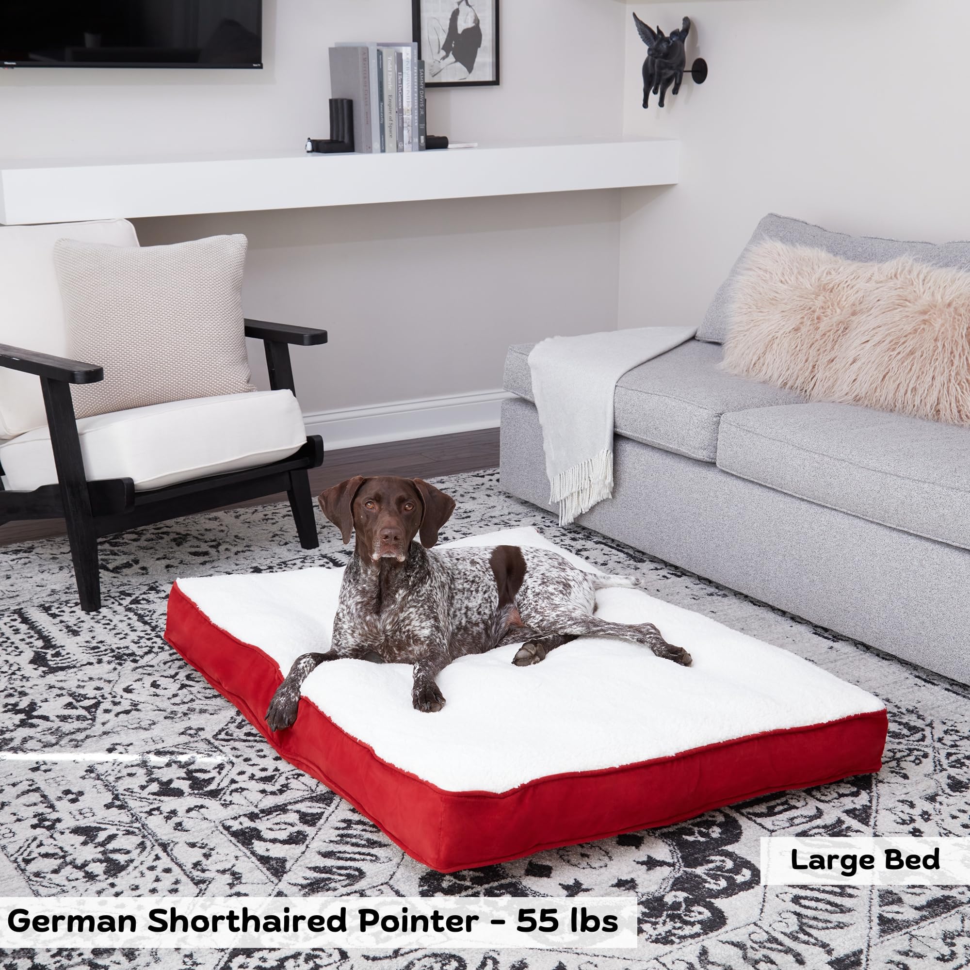 Happy Hounds Daisy Deluxe, côté Sherpa rouge, confort enveloppant.